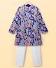 Pine Kids Woven Full Sleeves Leafy Printed Kurta Pyjama Set- Multicolour