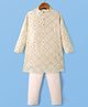 Pine Kids Woven Full Sleeves Kurta Pyjama Set with Floral Embroidery and Sequin Detailing - Offwhite & White