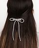 Arendelle Bow Applique Detailed Rhinestones Embellished Hair Clip - Silver