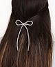 Arendelle Bow Applique Detailed Rhinestones Embellished Hair Clip - Silver