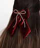 Arendelle Bow Applique Detailed Stones Embellished Hair Clip - Maroon