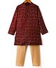 Pine Kids Woven Full Sleeves Kurta Pajama Set with Floral Embroidery & Sequin Detailing - Red