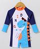 Babyhug Full Raglan Sleeves Legged Swimsuit With Dino Print - White