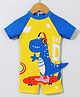 Mark & Mia Half Raglan Sleeves Legged Swimsuit With Dino Print - Yellow