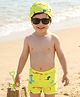 Babyhug Swimming Trunks With Dino Print & Cap - Yellow