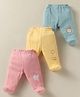 Zero Sinker Woven Footed Bootie Leggings With Animal Print Pack Of 3 - Pink Yellow & Light Blue