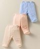 Zero Sinker Woven Footed Bootie Leggings With Bunny Print Pack Of 3 - Light Blue Peach & Beige