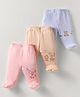 Zero Sinker Woven Bootie Leggings with Animal Print Pack of 3 - Light Blue Peach & Pink