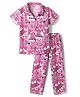 Honeyhap 100% Premium Cotton  Knit Half Sleeves Co-Ord Night Suit With Text Print - Light Pink