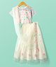 Pine Kids Woven Half Sleeves Choli Lehenga Set with Dupatta & Sequin Detailing - White