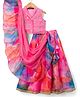 Pine Kids Woven Sleeveless Floral Printed & Embroidered Choli Lehenga with Dupatta - Pink