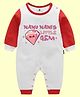 The Peppy Tend 100% Cotton Family Theme Full Sleeves Nanu Nanis Little Gem Text Printed Romper - White & Red