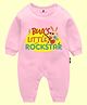 The Peppy Tend 100% Cotton Family Theme Full Sleeves Buas Little Rockstar Text Printed Romper - Pink