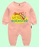 The Peppy Tend Family Theme 100% Cotton Full Sleeves Bua'S Little Rockstar Printed Full Romper-Peach