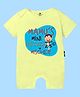 The Peppy Tend 100% Cotton Family Theme Half Sleeves Mamus Mini Partner In Mischief Text Printed Romper - Yellow
