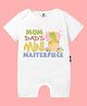 The Peppy Tend 100% Cotton Family Theme Half Sleeves Mom Dads Mini Masterpiece Text Printed Romper - White