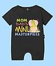 The Peppy Tend 100% Cotton Family Theme Half Sleeves Mom Dads Mini Masterpiece Text Printed Romper - Black