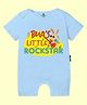The Peppy Tend 100% Cotton Family Theme Half Sleeves Buas Little Rockstar Text Printed Romper - Blue