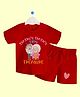 The Peppy Tend 100% Cotton Family Theme Half Sleeves Dadu Dadis Little Treasure Text Printed Tee & Shorts Set - Red