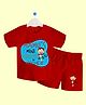 The Peppy Tend 100% Cotton Family Theme Half Sleeves Mamus Mini Partner In Mischief Text Printed Tee & Coordinating Shorts Set - Red