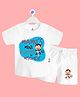 The Peppy Tend 100% Cotton Family Theme Half Sleeves Mamus Mini Partner In Mischief Text Printed Tee & Coordinating Shorts Set - White
