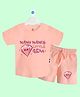 The Peppy Tend 100% Cotton Family Theme Half Sleeves Nanu Nanis Little Gem Text Printed Coordinating Tee & Shorts Set - Peach