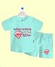 The Peppy Tend 100% Cotton Family Theme Half Sleeves Nanu Nanis Little Gem Text Printed Coordinating Tee & Shorts Set - Green
