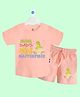 The Peppy Tend 100% Cotton Family Theme Half Sleeves Mom Dads Mini Masterpiece Text Printed Coordinating Tee & Shorts Set - Peach