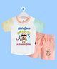 The Peppy Tend 100% Cotton Mundan Theme Half Sleeves Hair Gone Swag On Text Printed Coordinating Tee & Shorts Set - Multi Colour