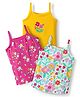 Babyhug 100% Cotton Single Jersey Knit Antibacterial Sleeveless Slips With Floral Print Pack Of 3 - Yellow Pink & White