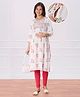 Bella Mama Woven Three Fourth Sleeves Highlighted Yoke Maternity Kurta With Floral Print - Off White