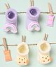 Kicks & Crawl Cotton Pack Of 2 Rainbow & Chick Applique Detailed Anti Skid 3D Socks - Purple & Cream