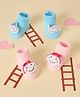 Kicks & Crawl Cotton Pack Of 2 Cloud & Girl Applique Detailed Anti Skid 3D Socks - Blue & Pink