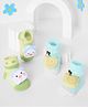 Kicks & Crawl Pack Of 2 Cartoon & Snail Applique Detailed 3D Socks - Green & Blue