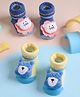 Kicks & Crawl Pack Of 2 Cat & Teddy Bear Applique Detailed 3D Socks - Blue & Yellow