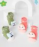 Kicks & Crawl Pack Of 2 Teddy Bear & Girl Applique Detailed 3D Socks - Green & Peach