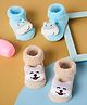 Kicks & Crawl Cotton Pack Of 2 Hippo & Dog 3D Applique Detailed Anti Skid Socks - Blue & Brown