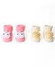 Kicks & Crawl Cotton Pack Of 2 Unicorn & Smiley 3D Applique Detailed Anti Skid Socks - Red & Cream