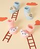 Kicks & Crawl Cotton Pack Of 2 Sheep & Bee 3D Applique Detailed Anti Skid Socks - Blue & Peach