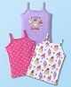 Babyhug 100% Cotton Knit Sleeveless Anti Bacterial Printed Slips Pack of 3 - White Pink & Purple