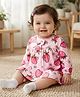 Babyoye 100% Cotton With Eco Jiva Finish Full Sleeves Tropical Theme Printed Frock With Bloomer - Pink