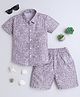 Fourfolds Cotton Blend Half Sleeves Abstract Printed Coordinating Shirt & Shorts Set - Light Brown