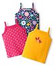 Babyhug 100% Cotton Antibacterial Slips With Polka Dots & Floral Print Pack Of 3 -Dark Pink Yellow & Navy Blue