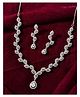 VALLEY OF JEWELLERY - Silver Plated Tear Drop Shaped AD Necklace With Earrings  Set - Silver
