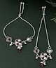 VALLEY OF JEWELLERY - Set Of 2 Silver Plated Floral Meenakari Anklet - Silver