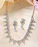 VALLEY OF JEWELLERY - Silver Plated Mint Green Stone AD Necklace And Earrings Set - White