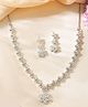 VALLEY OF JEWELLERY - Silver Plated Floral AD Jewellery Set - Silver
