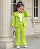 Babyhug Knit Full Sleeves 3 Piece Party Suit - Neon Green & White