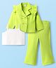 Babyhug Knit Full Sleeves 3 Piece Party Suit - Neon Green & White