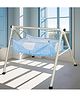 TinyTyke-Manual Baby Cradle Round Pipe - Semi Foldable | Square Hammock with Mattress | Blue
